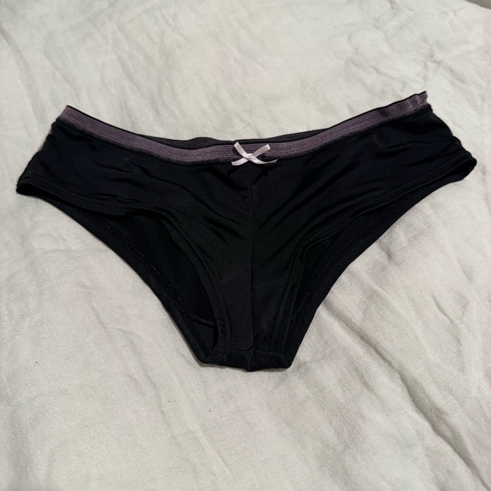 Victoria's Secret Black Bikini Panty with Light Pink Trim